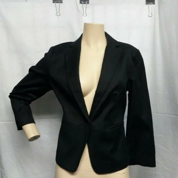 "ANN TAYLOR" BLACK CLASSIC DRESS CAREER CASUAL BLAZER JACKET SIZE: 6 NWT - Picture 1 of 3